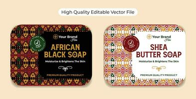 afrikanisch schwarz Seife Shea Butter Seife Etikette Design vektor