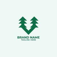 minimalistisk brev v tall träd modern stil logotyp vektor