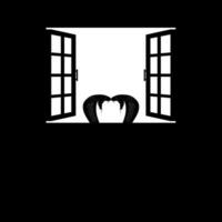 Kopf von das König Kobra Schlange auf das Fenster Silhouette. unheimlich, Grusel, gruselig, Geheimnis, oder Verbrechen Illustration. Kunst Illustration zum Grusel Film oder Halloween Poster Design Element vektor