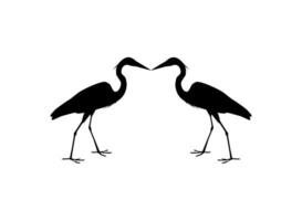 Paar von das schwarz Reiher Vogel, Egretta Ardesiaka, ebenfalls bekannt wie das schwarz Reiher Silhouette zum Kunst Illustration, Logo, Piktogramm, Webseite, oder Grafik Design Element. Vektor Illustration
