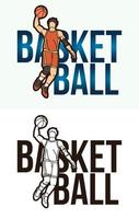 Basketballtext mit Sportspieler vektor