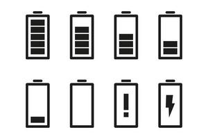 Reihe von Batteriesymbolen. Vektorillustration im flachen Design vektor