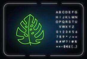 Monstera-Blatt-Neonlicht-Symbol vektor