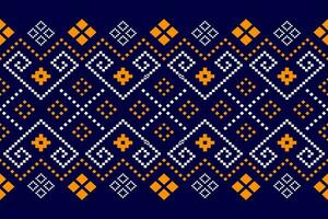 Indigo Marine Blau geometrisch traditionell ethnisch Muster Ikat nahtlos Muster Rand abstrakt Design zum Stoff drucken Stoff Kleid Teppich Vorhänge und Sarong aztekisch afrikanisch indisch indonesisch vektor