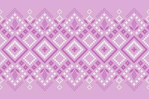 Rosa Kreuz Stich bunt geometrisch traditionell ethnisch Muster Ikat nahtlos Muster Rand abstrakt Design zum Stoff drucken Stoff Kleid Teppich Vorhänge und Sarong aztekisch afrikanisch indisch indonesisch vektor