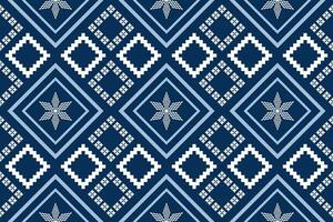 Indigo Marine Blau geometrisch traditionell ethnisch Muster Ikat nahtlos Muster Rand abstrakt Design zum Stoff drucken Stoff Kleid Teppich Vorhänge und Sarong aztekisch afrikanisch indisch indonesisch vektor