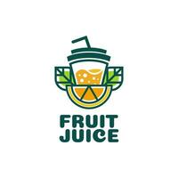 juice kopp dryck orange citron- frukt smoothie cocktail logotyp begrepp design illustration vektor