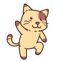süß bezaubernd glücklich braun Katze Karikatur Gekritzel Vektor Illustration eben Design Stil