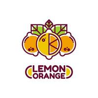 Orange Zitrone Zitrusfrüchte Obst Logo Design Vektor Illustration