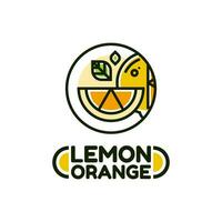 Orange Zitrone Zitrusfrüchte Obst Logo Design Vektor Illustration