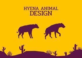 hyena öken- djur- silhuett platt design vektor illustration