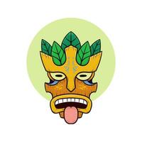 Stammes- Tiki Masken hawaiisch Totem Kultur Vektor hölzern farbig Abbildungen