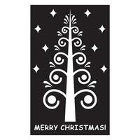 jul kort mall med en jul träd i de skärande stil vektor