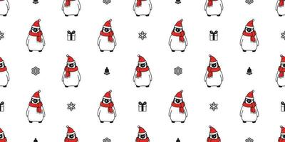 Pinguin nahtlos Muster Weihnachten Vektor Santa claus Schneeflocke Geburtstag Geschenk Box Schal isoliert wiederholen Hintergrund Fliese Hintergrund Karikatur Illustration Design