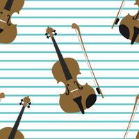 vektor sömlös mönster med fiol och bowin tecknad serie stil. klassisk årgång fiol bakgrund
