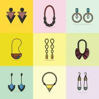 uppsättning av Smycken örhängen och skön halsband design vektor illustration. skönhet mode objekt ikon begrepp. uppsättning av kvinnor mode design Smycken Tillbehör vektor design.