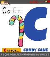 brev c från alfabet med tecknad serie godis sockerrör objekt vektor