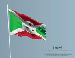zottig National Flagge von Burundi. wellig zerrissen Stoff auf Blau Hintergrund vektor