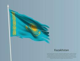 ojämn nationell flagga av Kazakstan. vågig trasig tyg på blå bakgrund vektor