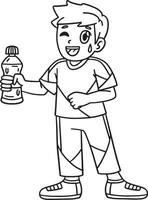 cheerleader pojke med en vatten flaska isolerat vektor