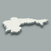 3d isometrisch Karte Nordwest Region von Spanien vektor
