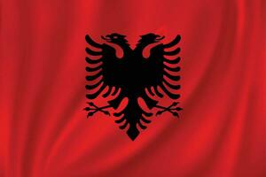 albania flagga vinka i de vind vektor