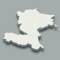 3d isometrisch Karte Nordost Region von Italien, vektor