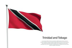 National Flagge Trinidad und Tobago winken auf Weiß Hintergrund vektor