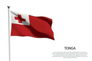 National Flagge Tonga winken auf Weiß Hintergrund vektor