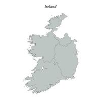 enkel platt Karta av irland med gränser vektor