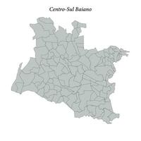 Karte von Centro-Sul Baiano ist ein Mesoregion im Bahia mit Grenzen Gemeinden vektor