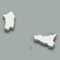 3d isometrisch Karte Inseln Region von Italien, vektor