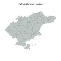 Karte von Tal tun paraiba paulista ist ein Mesoregion im sao Paulo mit Grenzen Gemeinden vektor