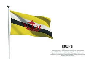 nationell flagga brunei vinka på vit bakgrund vektor