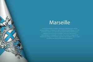 3d flagga av marseille, är en stad av Frankrike vektor