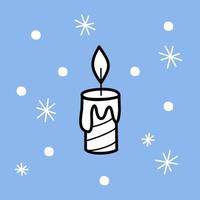 Weihnachtskerze auf hellblauem quadratischem Hintergrund - Farbe-Abbildung. Neujahr, Urlaub, Winter vektor