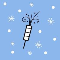 Weihnachtsklappe - Illustration im flachen Stil für den Urlaub. neues jahr, feuerwerk vektor