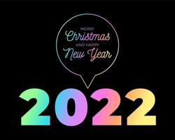 gott nytt år 2022. holografiskt nummer 2022, fet hologram. nytt år och juldesign för kalender, gratulationskort eller tryck. gratulationskort, festlig affisch och banner. vektor illustration