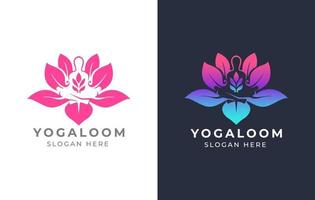 yoga silhuett logotyp blommande lotusblomma bakgrund vektor