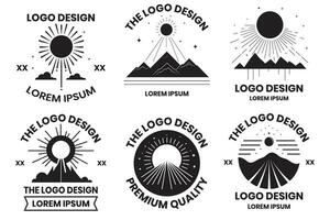 Sonne und Berg Logo im Boho Stil vektor