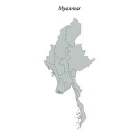 einfach eben Karte von Myanmar mit Grenzen vektor