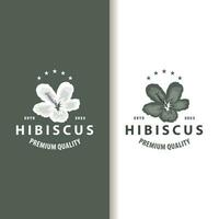 hibiskus logotyp enkel färsk naturlig blomma design trädgård växt illustration vektor