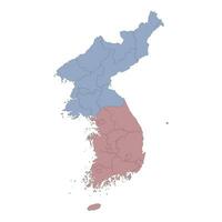 norr och söder korea Karta med provins gränser vektor