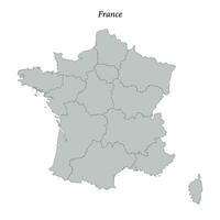 einfach eben Karte von Frankreich mit Grenzen vektor