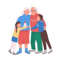 Großeltern mit Kindern halbflache Farbvektorzeichen vektor