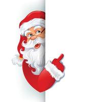 Cartoon-Weihnachtsmann-Charakter, der leeres Zeichen zeigt vektor