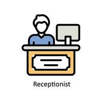 receptionist vektor fylld översikt ikon design illustration. företag och förvaltning symbol på vit bakgrund eps 10 fil