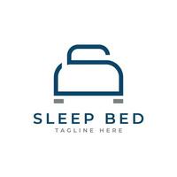 Schlaf Bett Logo Design modern minimal Konzept vektor