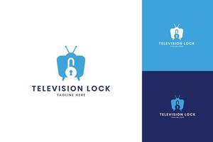 låsa tv negativa rymden logotyp design vektor