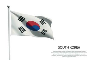 National Flagge Süd Korea winken auf Weiß Hintergrund vektor